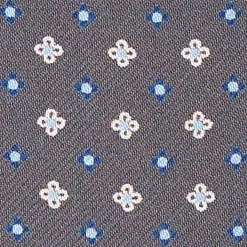 CRAVATTA ASCOT IN SETA GRIGIO SCURO Microfantasia fiore