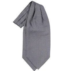 CRAVATTA ASCOT IN SETA GRIGIO SCURO Microfantasia fiore