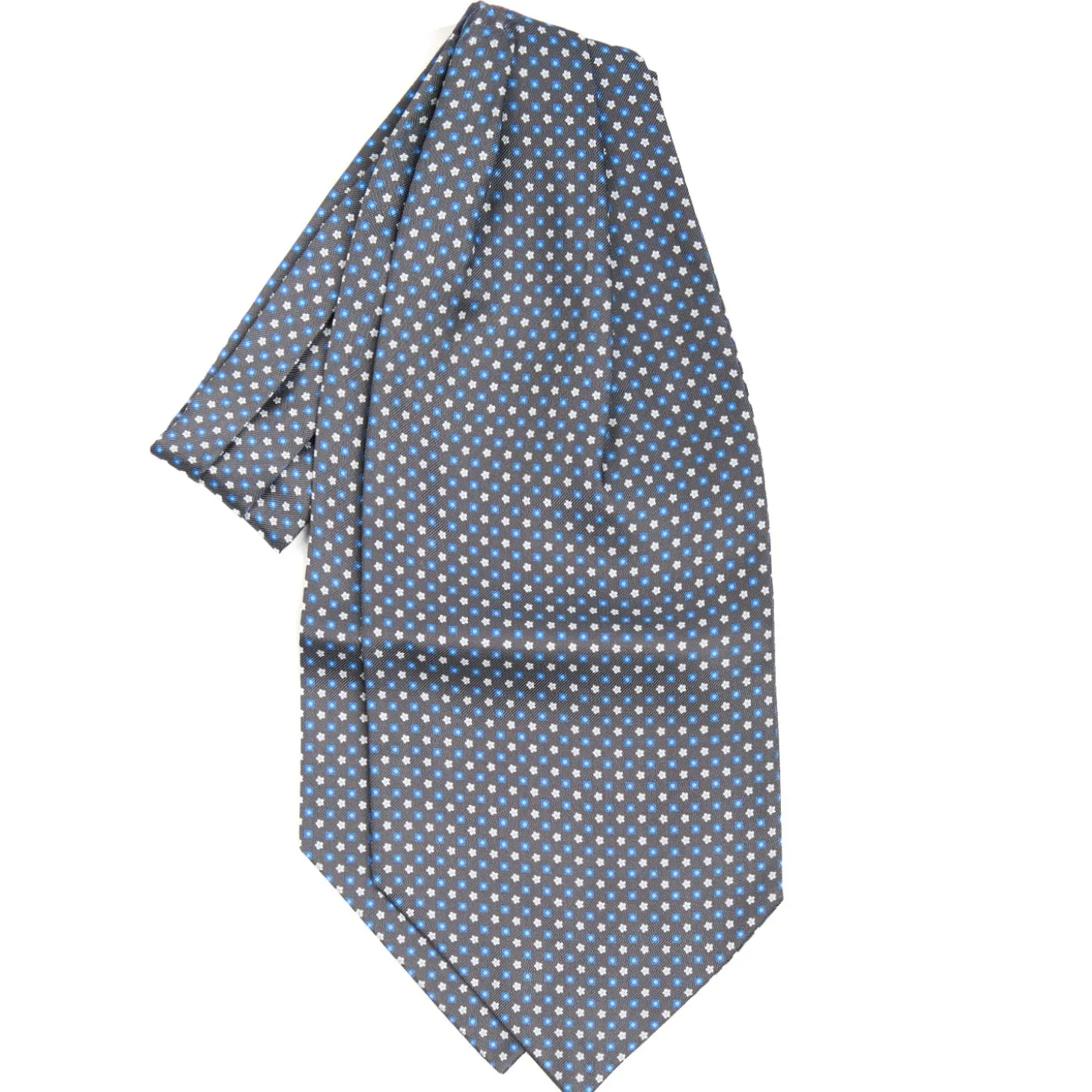 CRAVATTA ASCOT IN SETA GRIGIO SCURO Microfantasia fiore