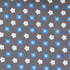 CRAVATTA ASCOT IN SETA GRIGIO SCURO Microfantasia fiore