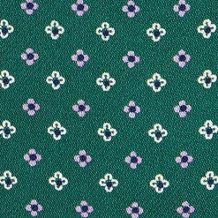 CRAVATTA ASCOT IN SETA VERDE SCURO Microfantasia fiore