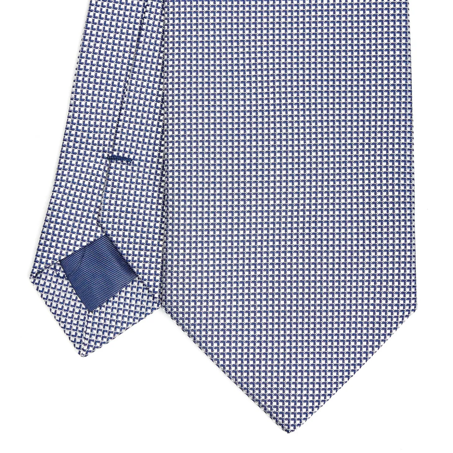 CRAVATTA CERIMONIA IN SETA JACQUARD BLU Microfantasia geometrica