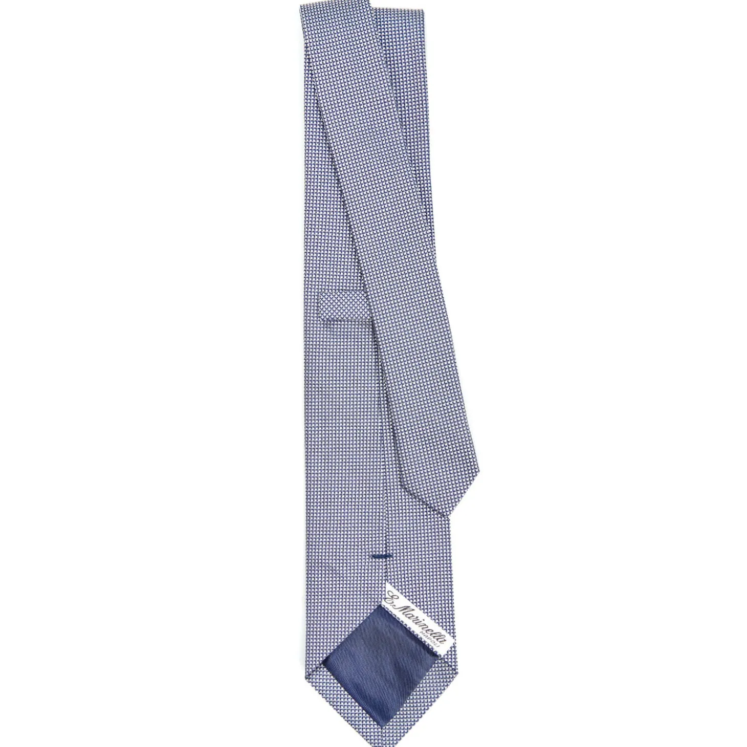 CRAVATTA CERIMONIA IN SETA JACQUARD BLU Microfantasia geometrica