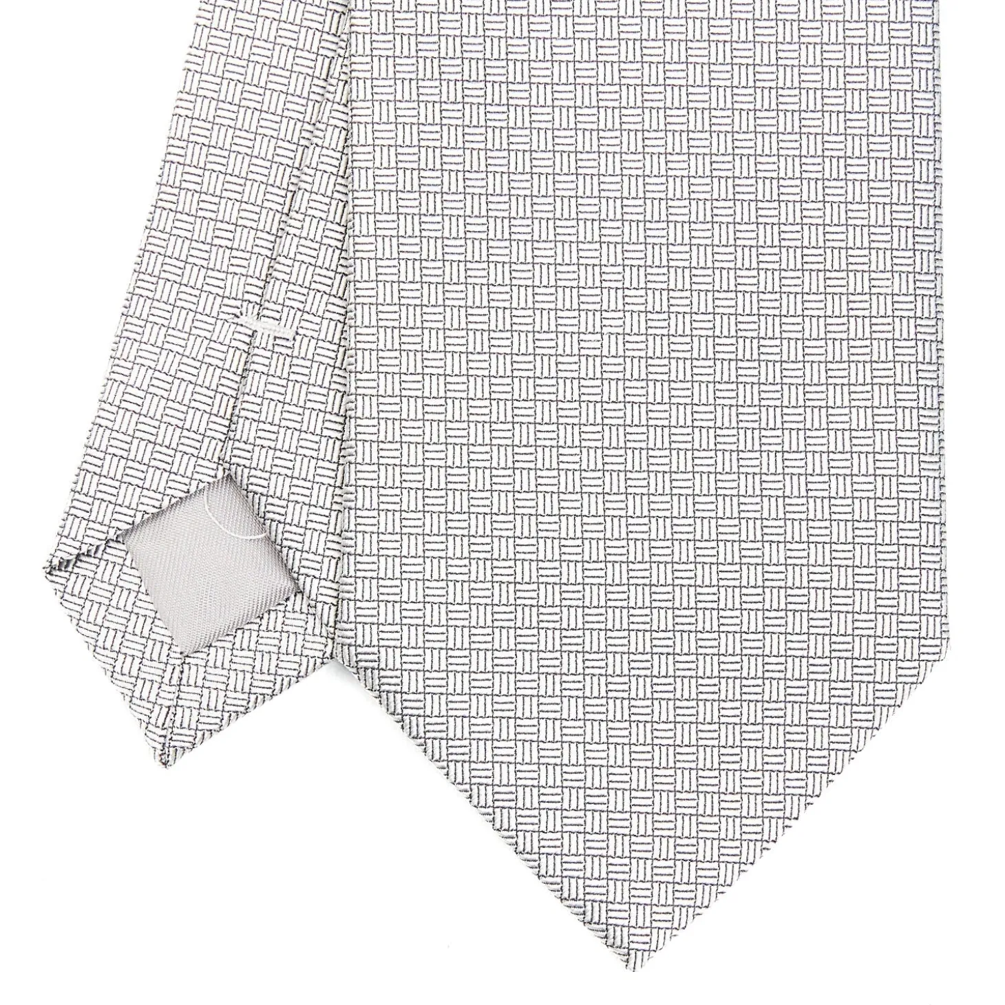 CRAVATTA CERIMONIA IN SETA JACQUARD GRIGIO CHIARO Microfantasia geometrica