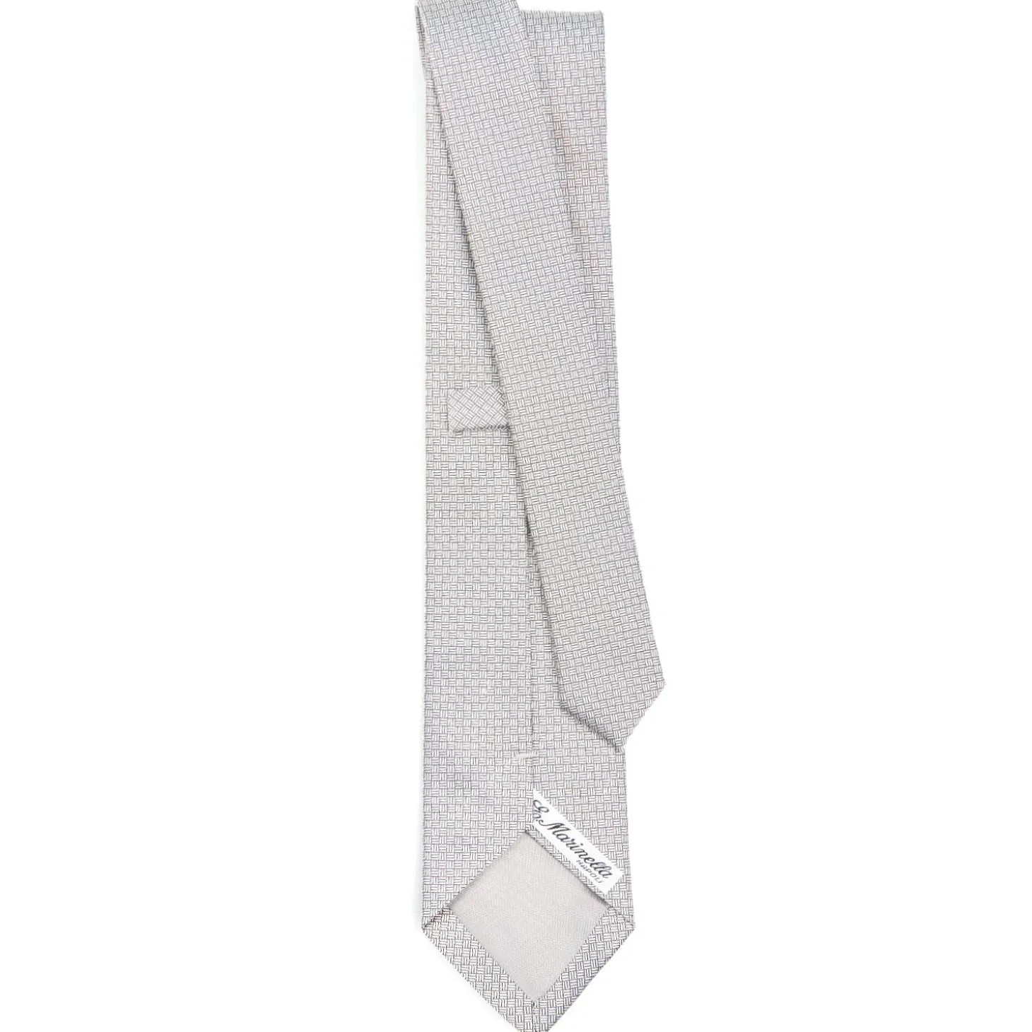 CRAVATTA CERIMONIA IN SETA JACQUARD GRIGIO CHIARO Microfantasia geometrica