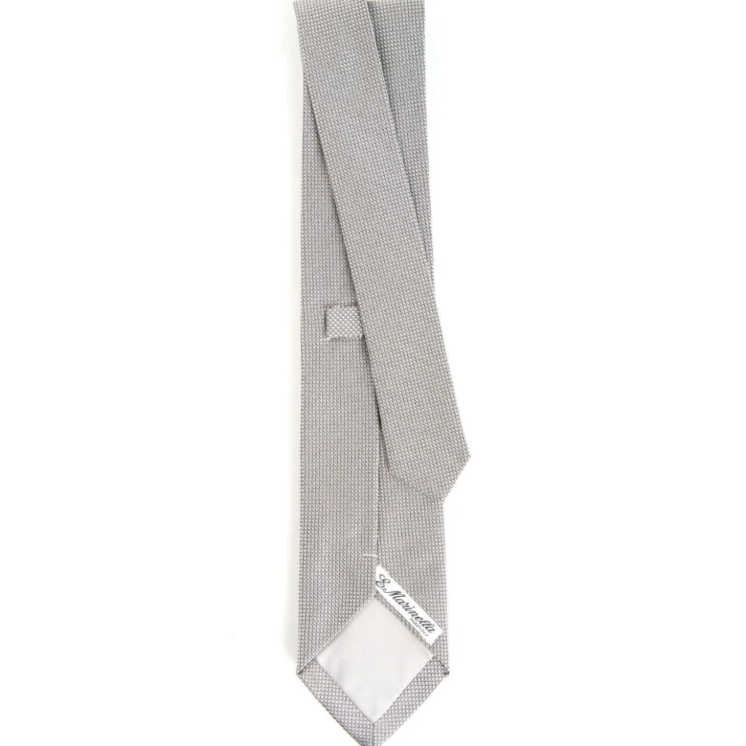 CRAVATTA CERIMONIA IN SETA JACQUARD GRIGIO CHIARO Microfantasia geometrica