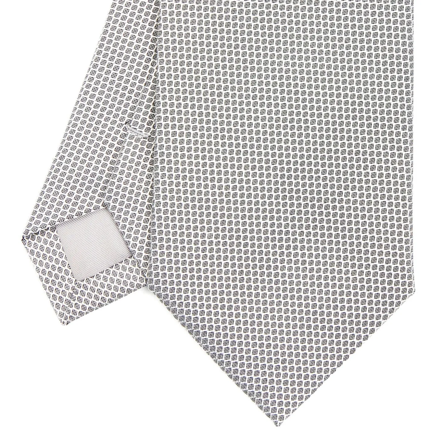 CRAVATTA CERIMONIA IN SETA JACQUARD GRIGIO CHIARO Microfantasia geometrica