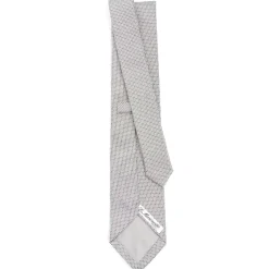 CRAVATTA CERIMONIA IN SETA JACQUARD GRIGIO CHIARO Microfantasia geometrica