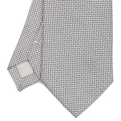 CRAVATTA CERIMONIA IN SETA JACQUARD GRIGIO CHIARO Microfantasia geometrica