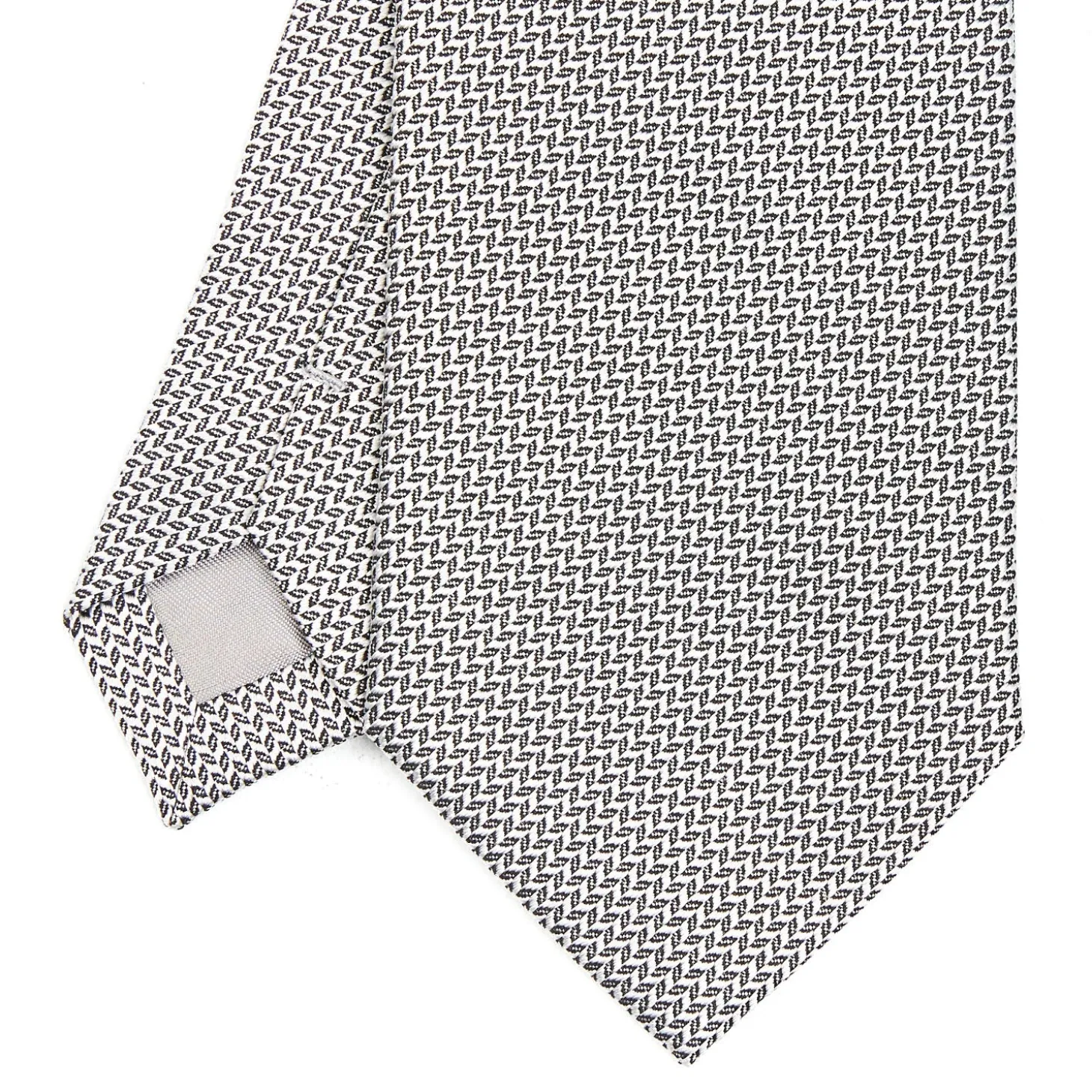 CRAVATTA CERIMONIA IN SETA JACQUARD GRIGIO CHIARO Microfantasia geometrica