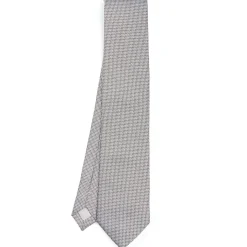 CRAVATTA CERIMONIA IN SETA JACQUARD GRIGIO CHIARO Microfantasia geometrica