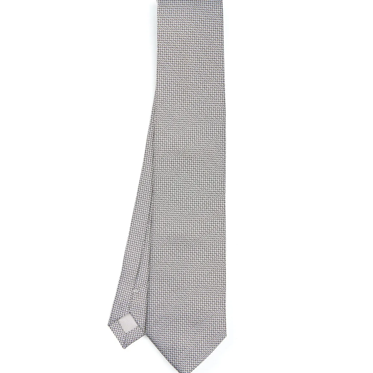 CRAVATTA CERIMONIA IN SETA JACQUARD GRIGIO CHIARO Microfantasia geometrica