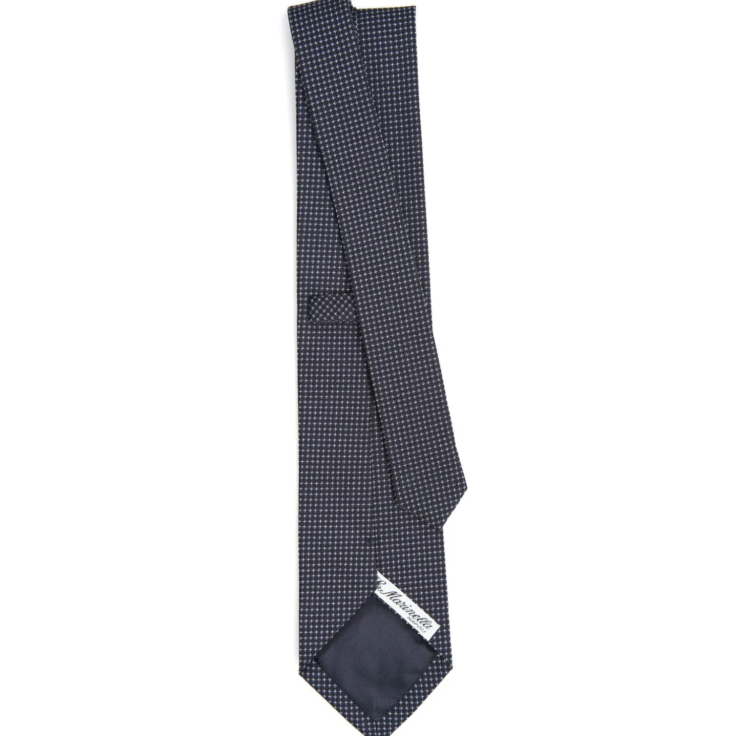 CRAVATTA CERIMONIA IN SETA JACQUARD BLU SCURO Microfanatsia geometrica