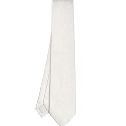 CRAVATTA CERIMONIA IN SETA JACQUARD GRIGIO CHIARO Microfantasia geometrica