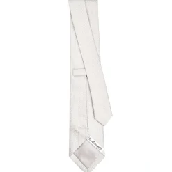 CRAVATTA CERIMONIA IN SETA JACQUARD GRIGIO CHIARO Microfantasia geometrica