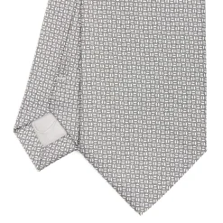 CRAVATTA CERIMONIA IN SETA JACQUARD GRIGIO CHIARO Microfantasia geometrica