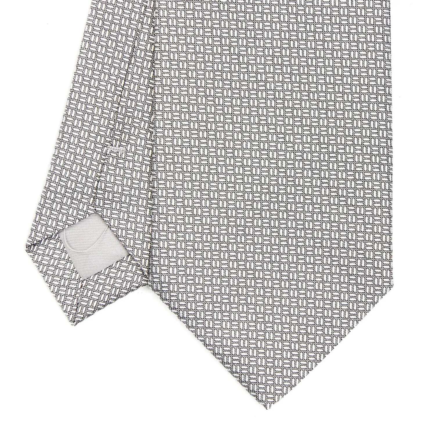 CRAVATTA CERIMONIA IN SETA JACQUARD GRIGIO CHIARO Microfantasia geometrica