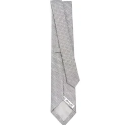 CRAVATTA CERIMONIA IN SETA JACQUARD GRIGIO CHIARO Microfantasia geometrica