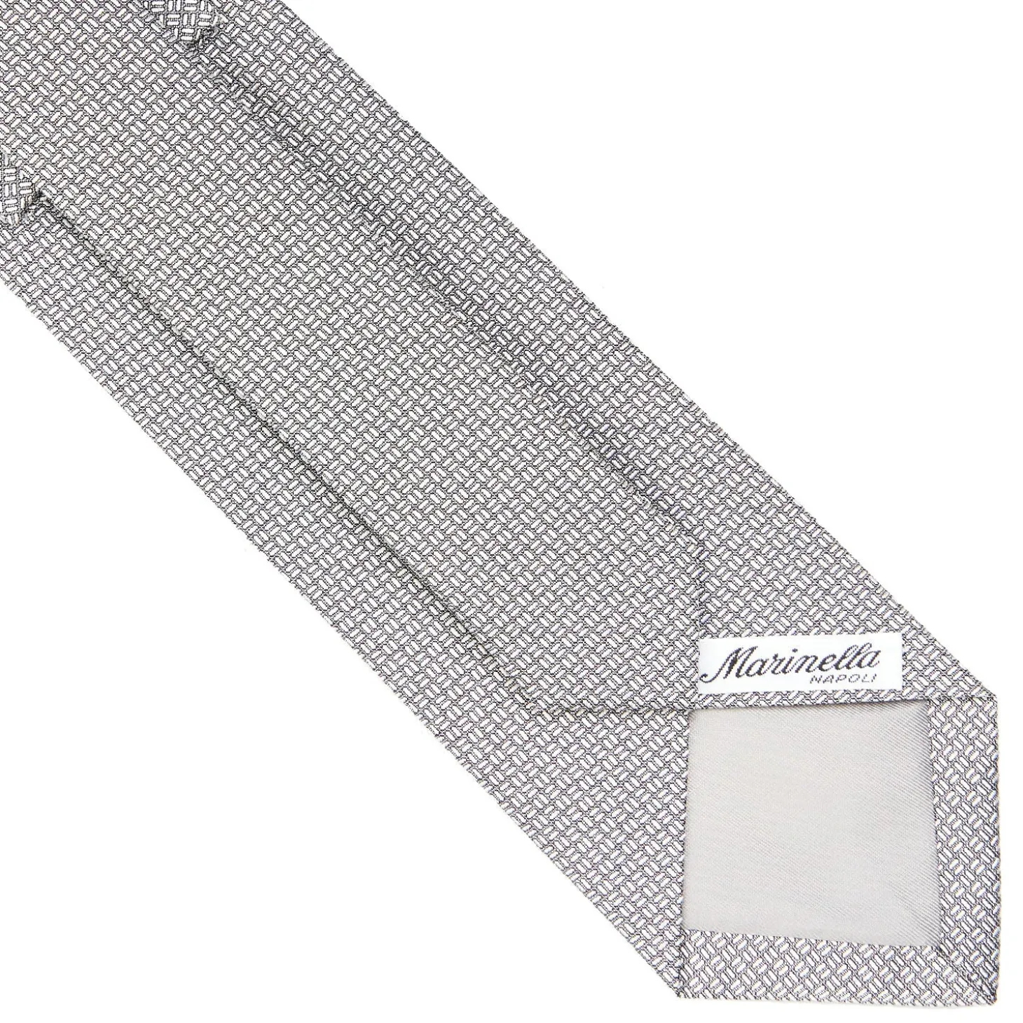 CRAVATTA CERIMONIA IN SETA JACQUARD GRIGIO CHIARO Microfantasia geometrica