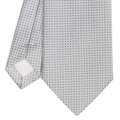 CRAVATTA CERIMONIA IN SETA JACQUARD GRIGIO CHIARO Microfantasia geometrica