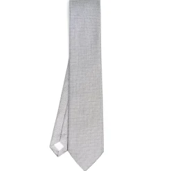 CRAVATTA CERIMONIA IN SETA JACQUARD GRIGIO CHIARO Microfantasia geometrica