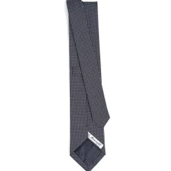 CRAVATTA CERIMONIA IN SETA JACQUARD BLU SCURO Microfantasia geometrica