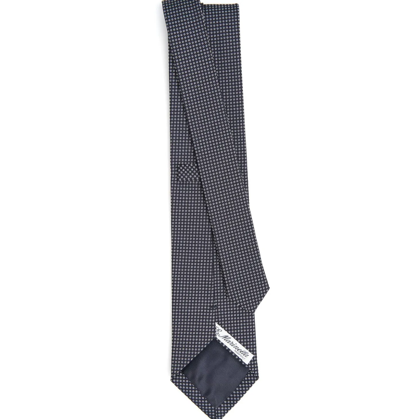 CRAVATTA CERIMONIA IN SETA JACQUARD BLU SCURO Microfantasia geometrica