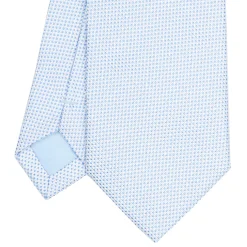 CRAVATTA CERIMONIA IN SETA JACQUARD AZZURRA Microfantasia geometrica