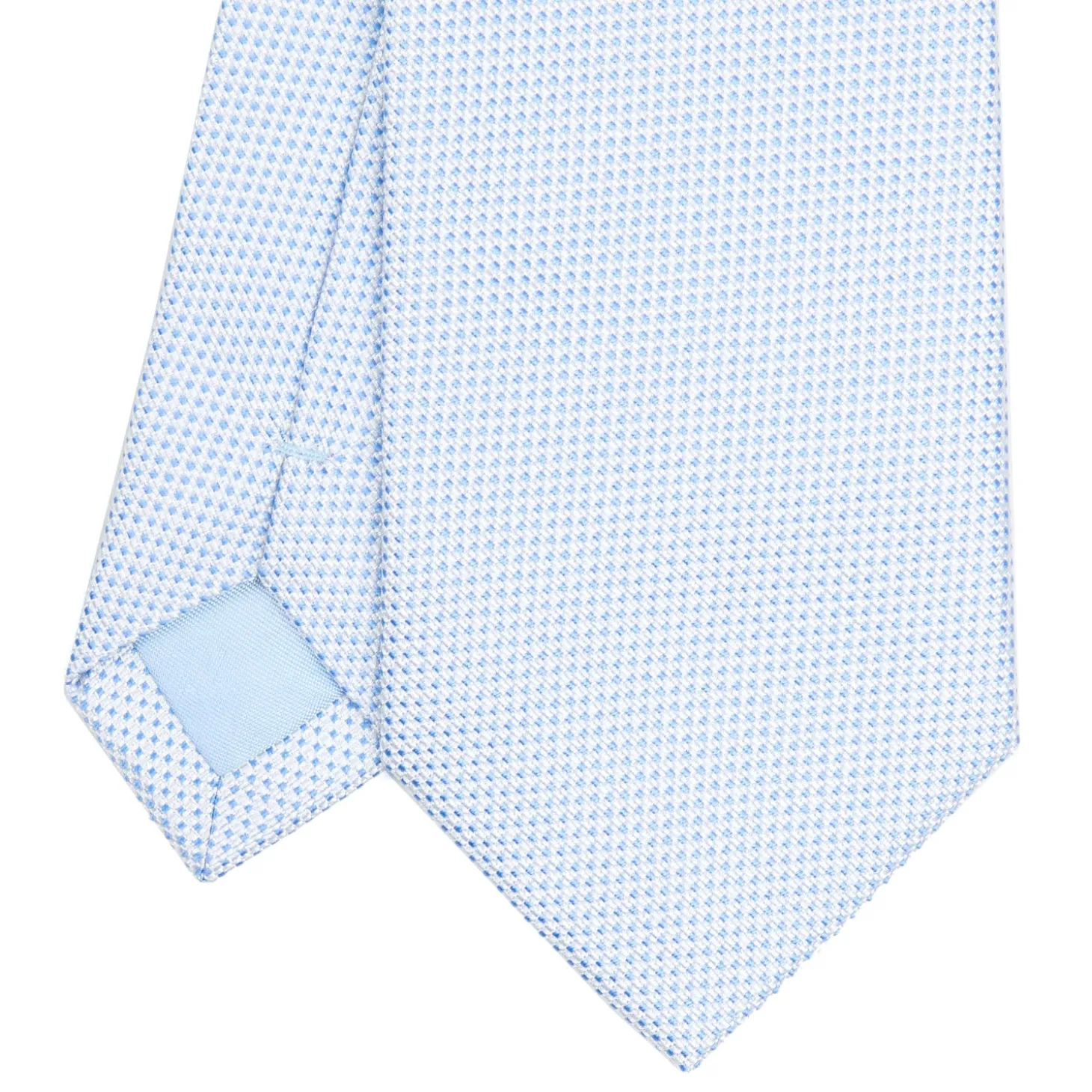 CRAVATTA CERIMONIA IN SETA JACQUARD AZZURRA Microfantasia geometrica