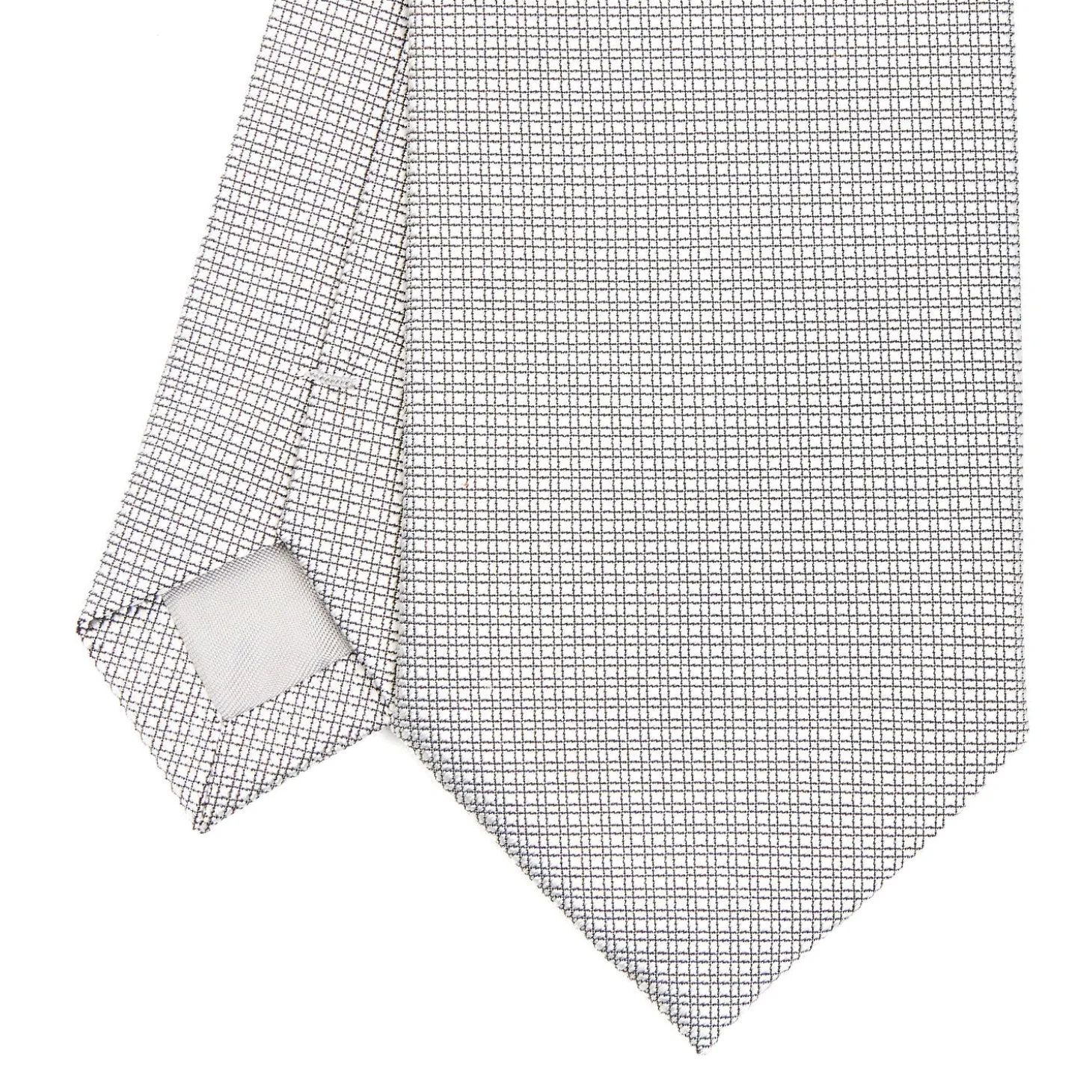 CRAVATTA CERIMONIA IN SETA JACQUARD GRIGIO CHIARO Microfantasia geometrica