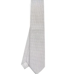 CRAVATTA CERIMONIA IN SETA JACQUARD GRIGIO CHIARO Microfantasia geometrica