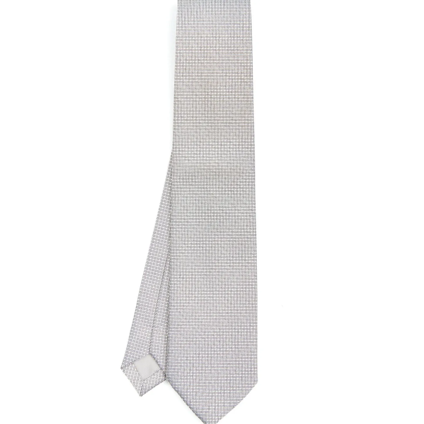 CRAVATTA CERIMONIA IN SETA JACQUARD GRIGIO CHIARO Microfantasia geometrica
