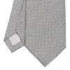 CRAVATTA CERIMONIA IN SETA JACQUARD GRIGIO CHIARO Microfantasia geometrica