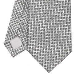 CRAVATTA CERIMONIA IN SETA JACQUARD GRIGIO CHIARO Microfantasia geometrica