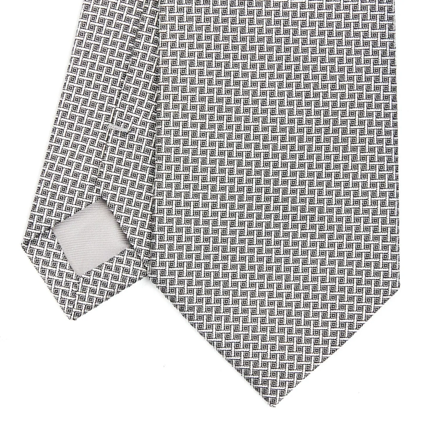 CRAVATTA CERIMONIA IN SETA JACQUARD GRIGIO CHIARO Microfantasia geometrica