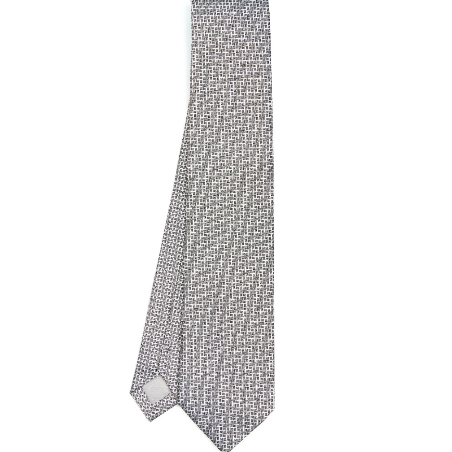 CRAVATTA CERIMONIA IN SETA JACQUARD GRIGIO CHIARO Microfantasia geometrica