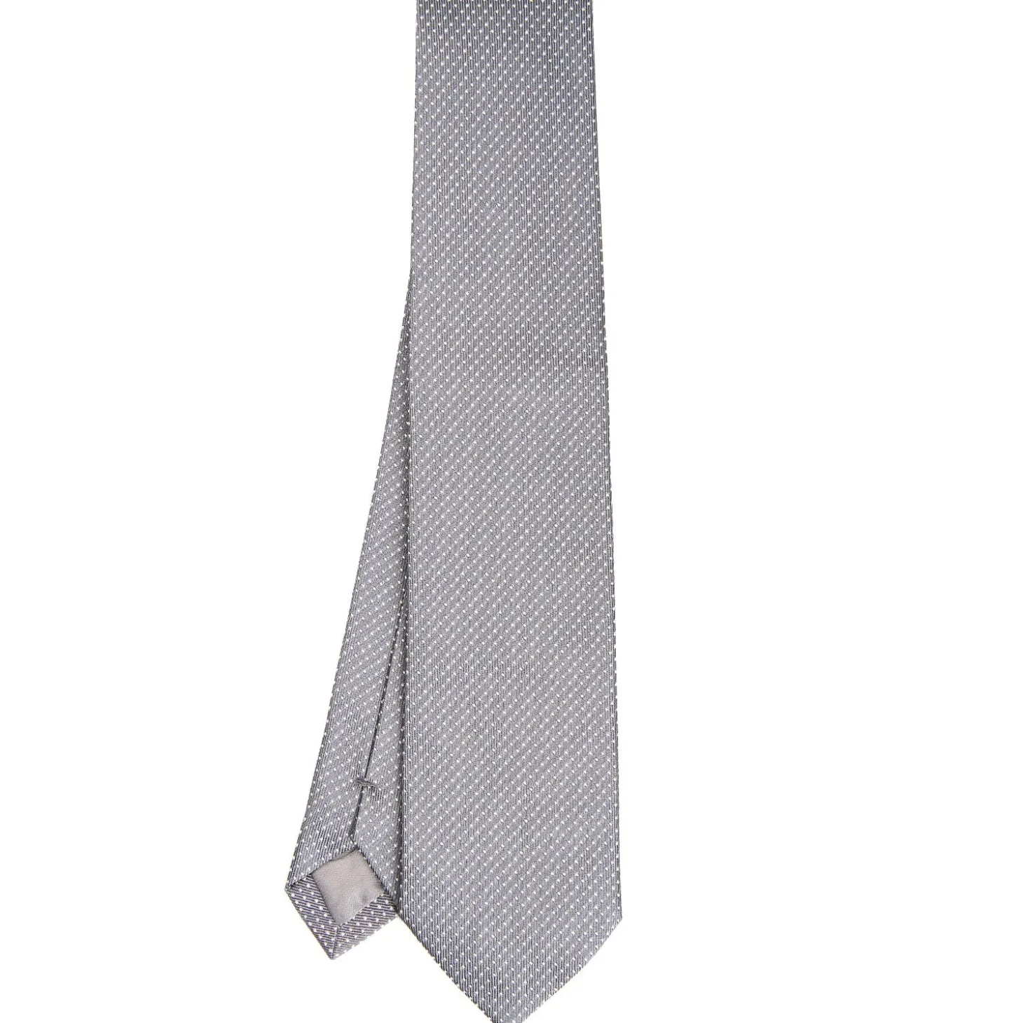 CRAVATTA CERIMONIA IN SETA JACQUARD GRIGIO SCURO Microfantasia geometrica