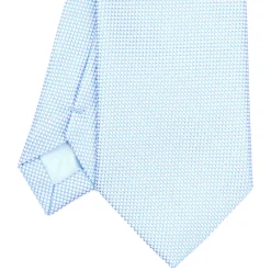 CRAVATTA CERIMONIA IN SETA JACQUARD AZZURRA Microfantasia geometrica