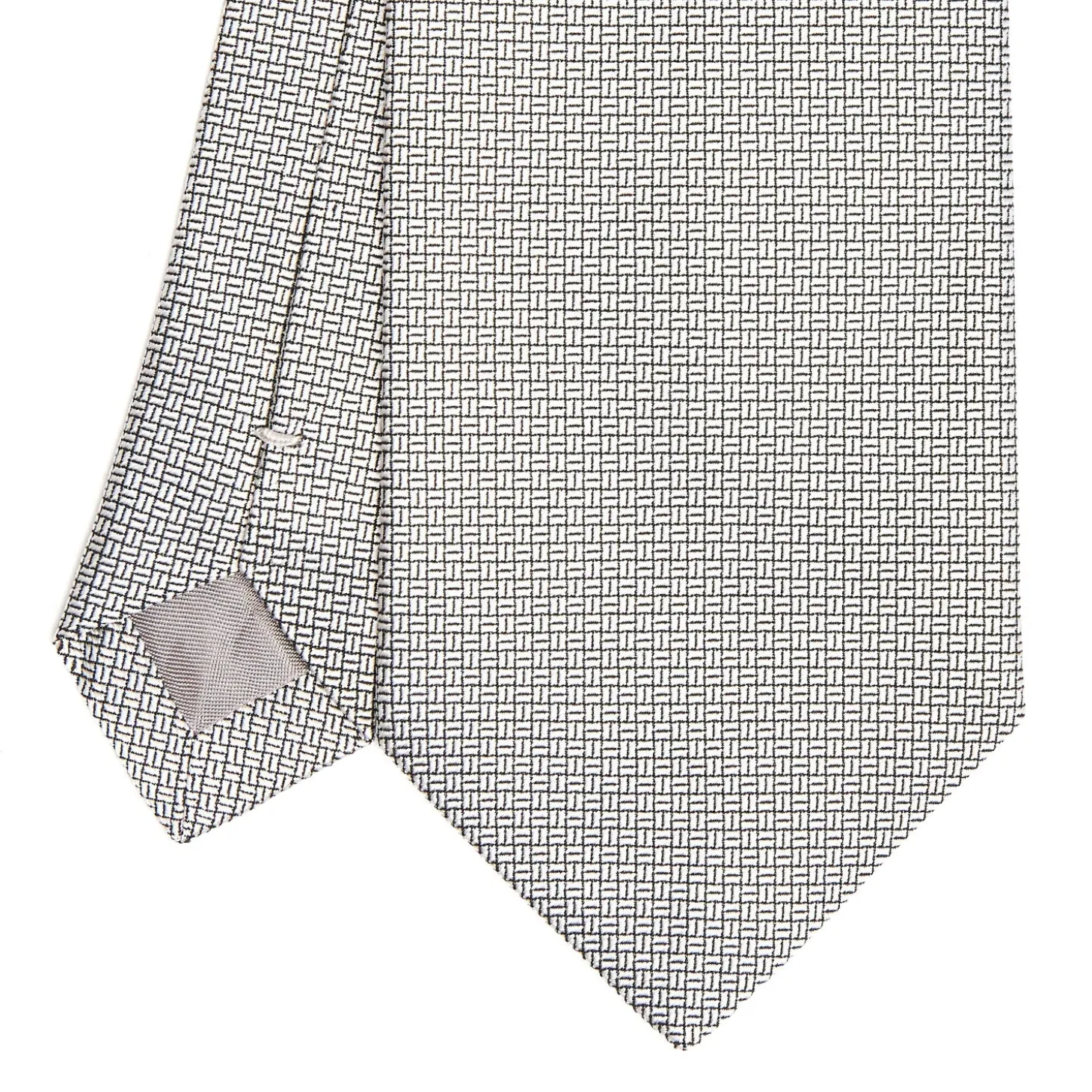 CRAVATTA CERIMONIA IN SETA JACQUARD GRIGIO CHIARO Microfantasia geometrica