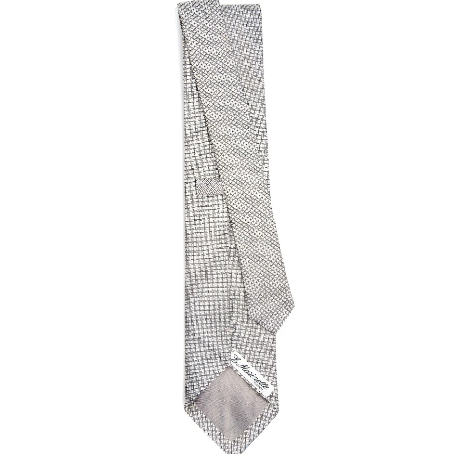 CRAVATTA CERIMONIA IN SETA JACQUARD GRIGIO CHIARO Microfantasia geometrica