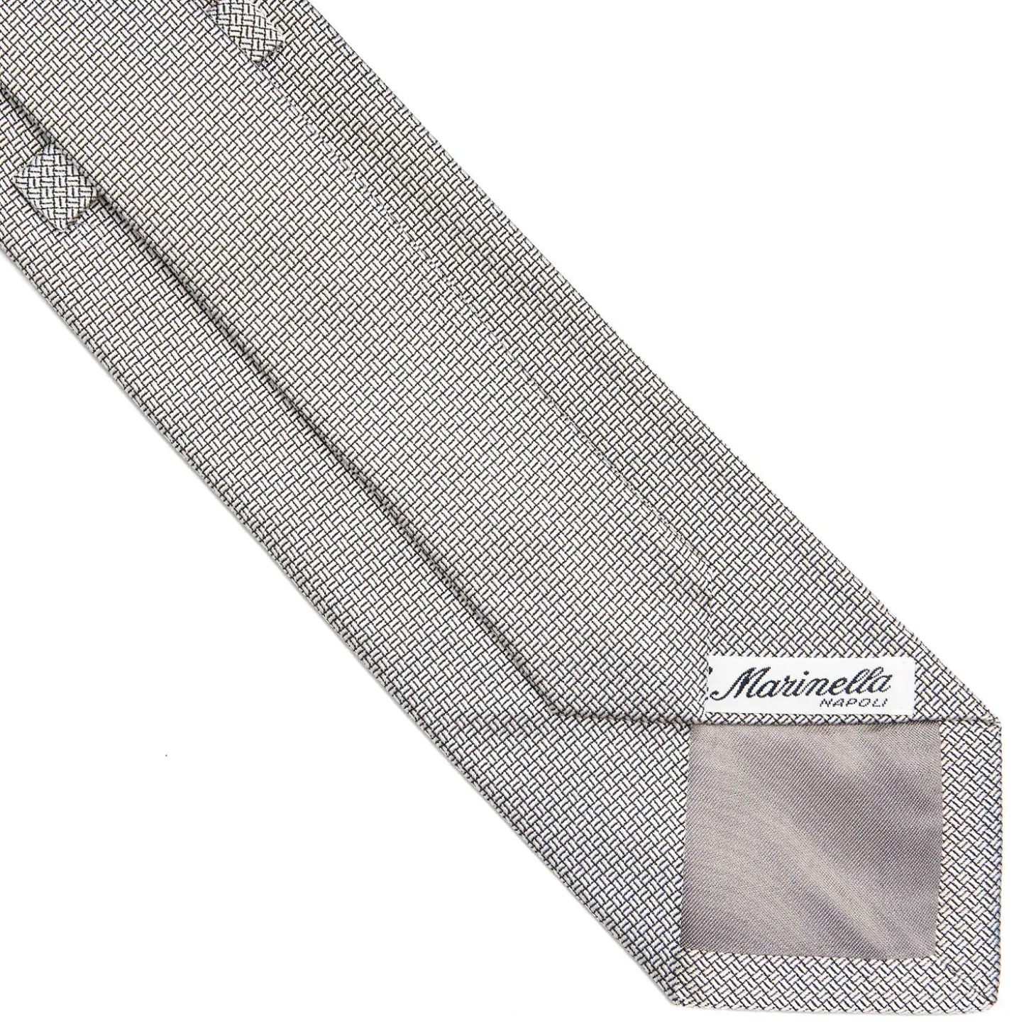 CRAVATTA CERIMONIA IN SETA JACQUARD GRIGIO CHIARO Microfantasia geometrica