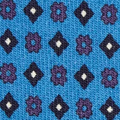 CRAVATTA CLASSICA IN LANA AZZURRA Microfantasia fiore