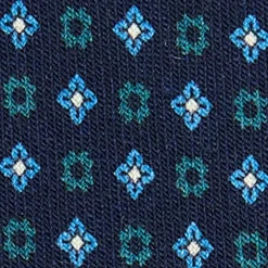 CRAVATTA CLASSICA IN LANA BLU SCURO Microfantasia fiore
