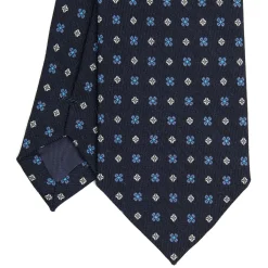 CRAVATTA CLASSICA IN LANA BLU SCURO Microfantasia fiore