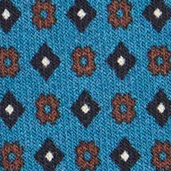 CRAVATTA CLASSICA IN LANA BLU MEDIO Microfantasia fiore
