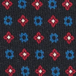 CRAVATTA CLASSICA IN LANA BLU SCURO Microfantasia fiore