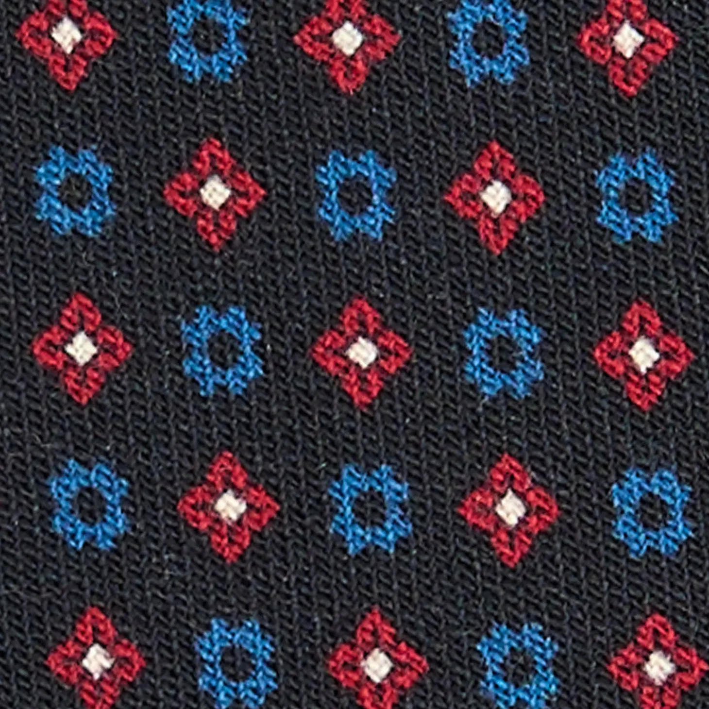 CRAVATTA CLASSICA IN LANA BLU SCURO Microfantasia fiore