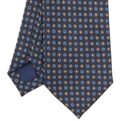 CRAVATTA CLASSICA IN LANA BLU SCURO Microfantasia fiore