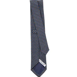 CRAVATTA CLASSICA IN LANA BLU SCURO Microfantasia fiore