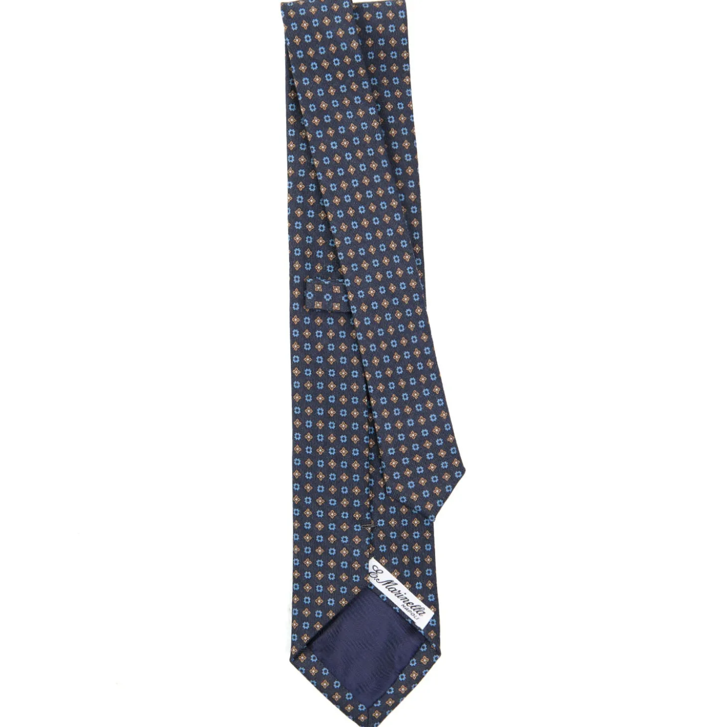 CRAVATTA CLASSICA IN LANA BLU SCURO Microfantasia fiore